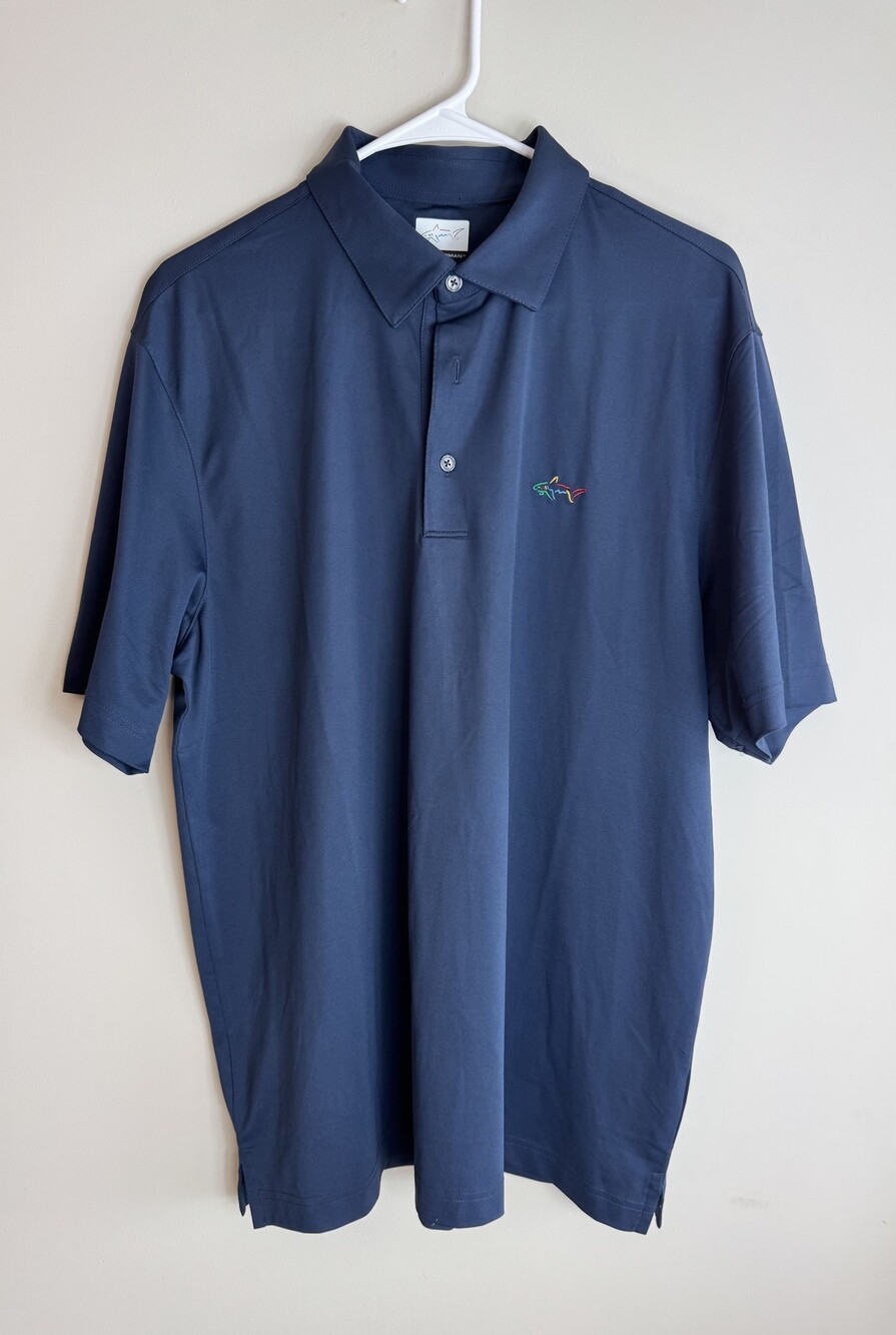 Greg Norman Polo Shirt Large Navy Short Sleeve Play Dry